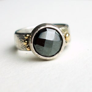 Faceted Hematite in Sterling Silver with 14k Asymmetric Pebbles image 3