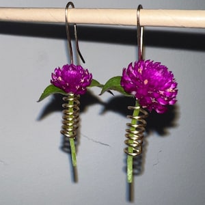 Handmade THE ORIGINAL Flower Hold Vase Dangle Drop 14k goldfilled spiral stud earring wildflower coil earring