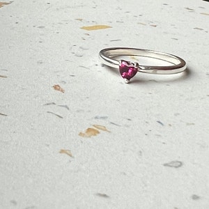 Handmade Idaho Garnet Heart Ring in Sterling Silver Valentines day January Birthstone image 3