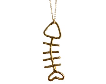 Fish Sticks- Brass Fish Necklace