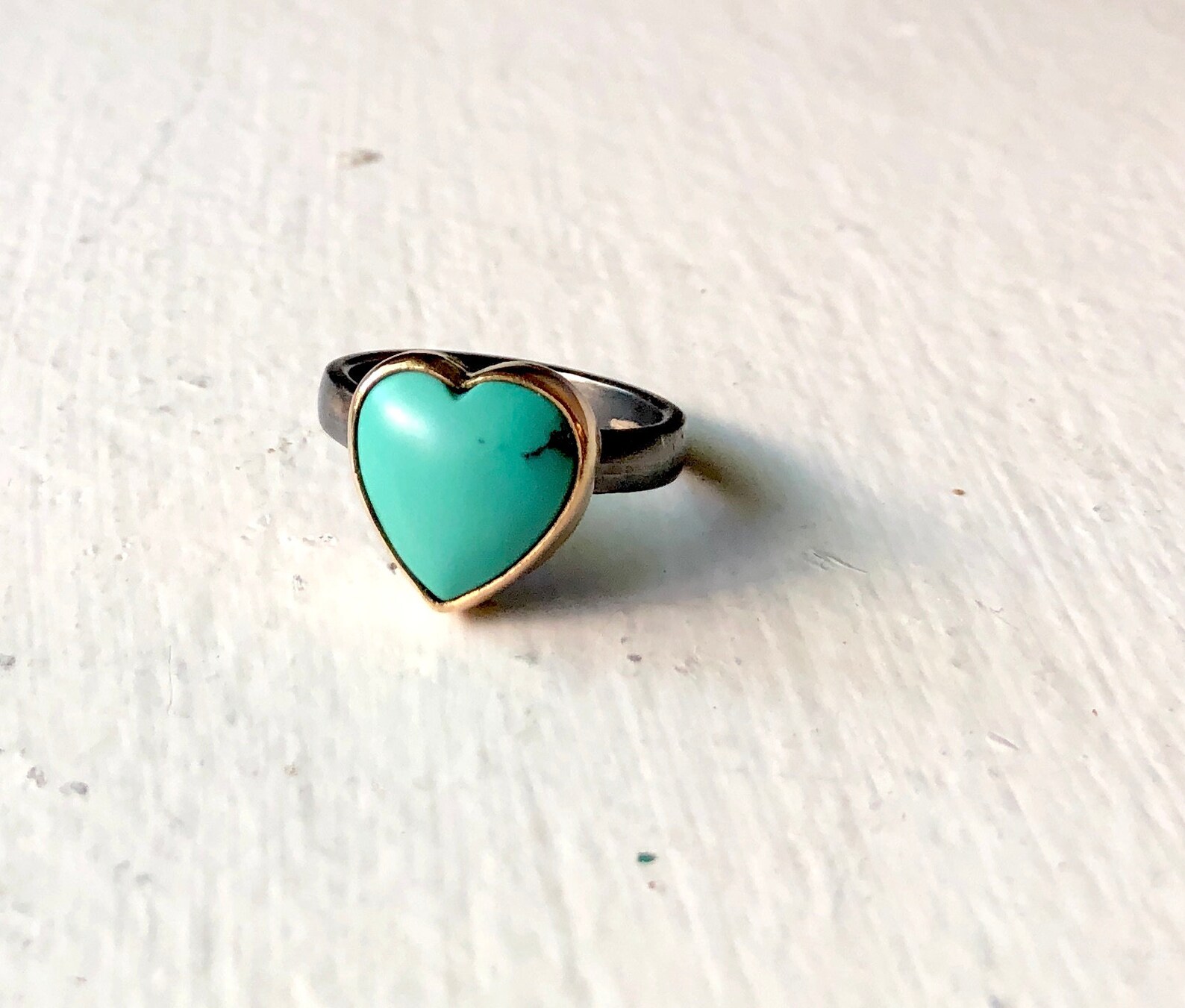 Sleeping Beauty Turquoise Heart Ring in 14k Goldfilled Bezel Etsy