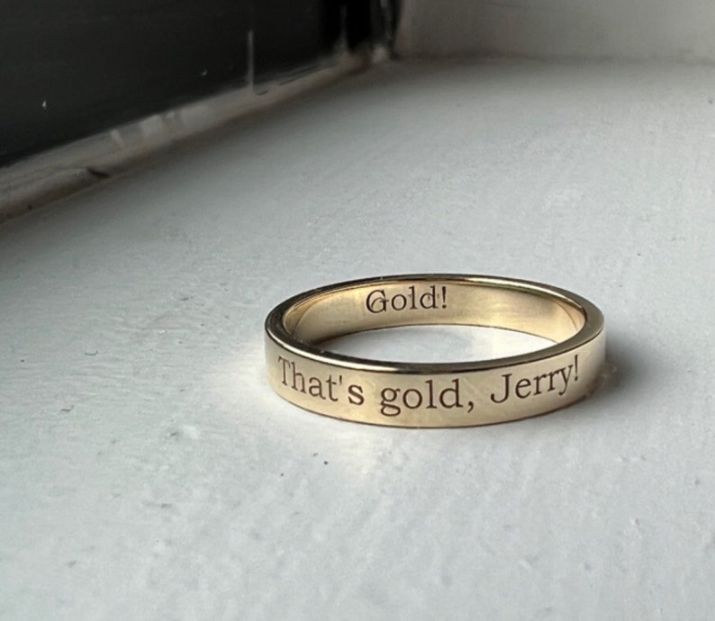 Handmade Gold Jerry Gold Seinfeld Wedding Band Promise Ring 14k Solid Gold 3mm Ring image 1