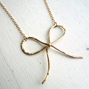 14k Gold Filled Big Bow Necklace Pendant image 2