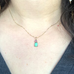 Handmade Turquoise and Pink Sapphire in 14k gold handmade pendant image 2