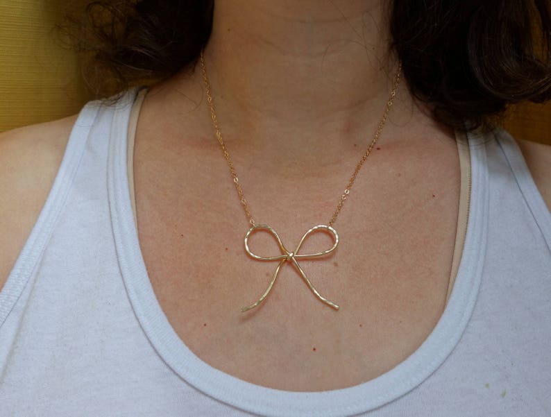 14k Gold Filled Big Bow Necklace Pendant image 3