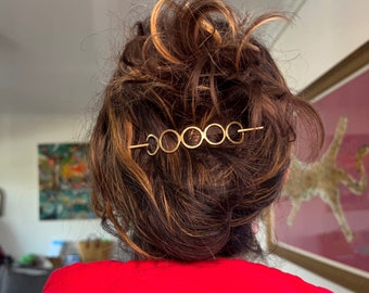 Handmade Circles Hair Pin in Brass