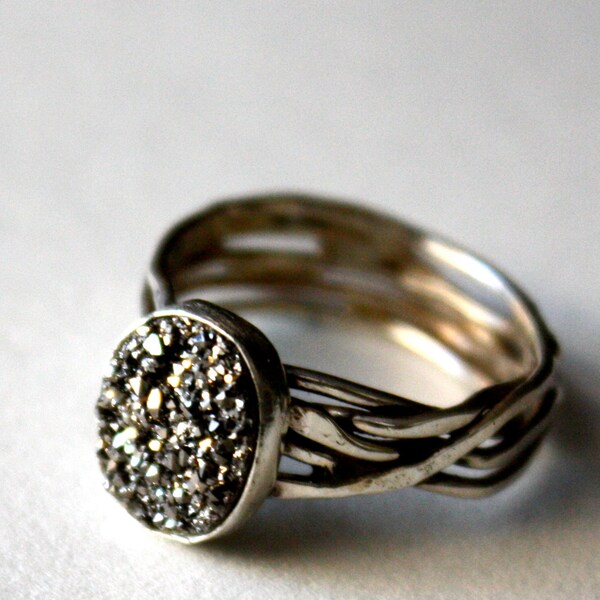 Silver Drusy Nest