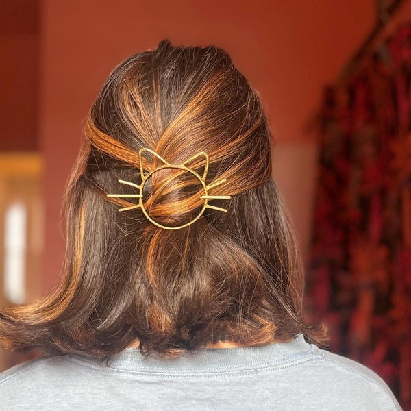 Katzen Schnurrhaare Haarspange - Original Rachel Pfeffer Handgemachtes Messing Kitty Haarnadel Set