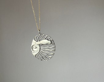 Handmade Vintage sterling Silver Sun and Cloud Pendant