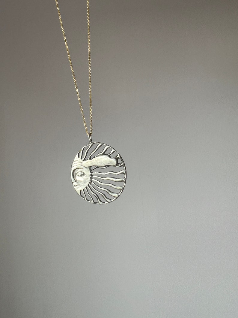 Handmade Vintage sterling Silver Sun and Cloud Pendant image 1