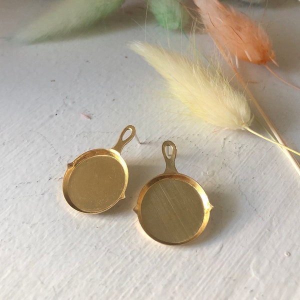 Handmade Brass Frying Pan Studs with Sterling Silver Posts