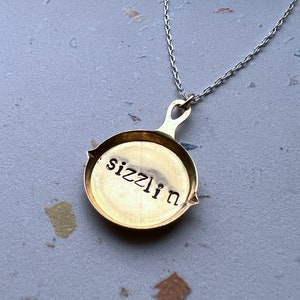Handmade Sizzlin Skillet Pendant Cool Chef Foodie Valentines day gift necklace image 1