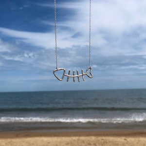 Handmade Fish Sticks Sterling Silver Fish Necklace image 1