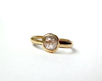 Handgemaakte roze diamanten ring - 14k massief goud met laag profiel