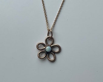 Petite Opal Flower Pendant in 14k goldfill handmade one of a kind