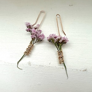 Handmade Flower Holder Vase Dangle Drop 14k goldfilled spiral stud earring wildflower coil earring