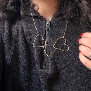 HANDMADE Three Heart Link Necklace Handmade in 14k Goldfilled Wire image 5