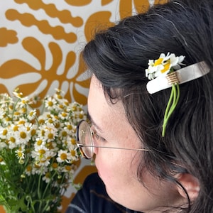 Single Flower Holder Barrette Hair Clip in 14k goldfill and sterling silver image 4