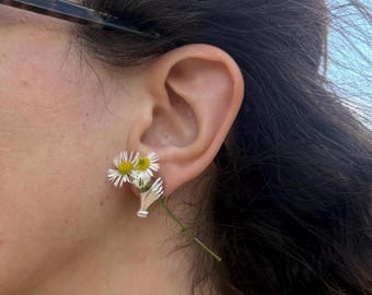 Hand Holding Flower Studs - Solid Sterling Hand Studs to hold a flower