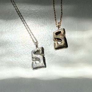 Handmade Graffiti 3D Initial Pendant charm cast from vintage mold in solid gold or sterling silver image 1