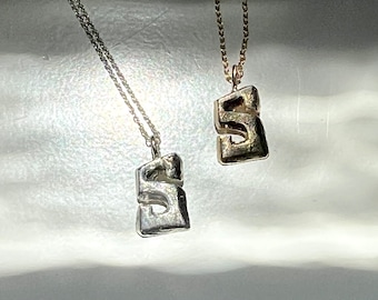 Graffiti 3D Initial Pendant charm cast from vintage mold in solid gold or sterling silver