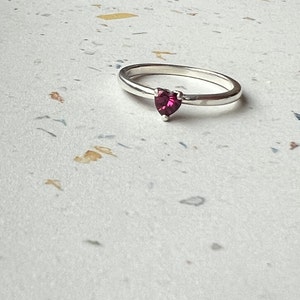 Handmade Idaho Garnet Heart Ring in Sterling Silver Valentines day January Birthstone image 8