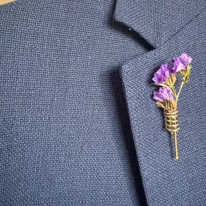 Spilla da bavero portafiori in argento sterling: boutonnière per bouquet