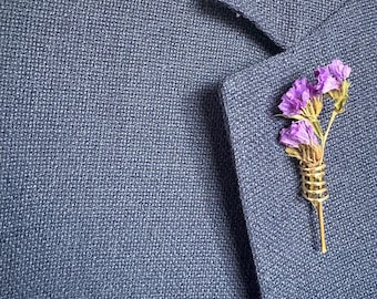 Sterling Silver Flower Holder Lapel Pin: Nosegay Boutonniere