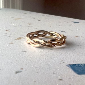 Handmade Gold Braided Band 14k Goldfill Twisted Rope Tangled Ring Handmade One of a Kind image 1