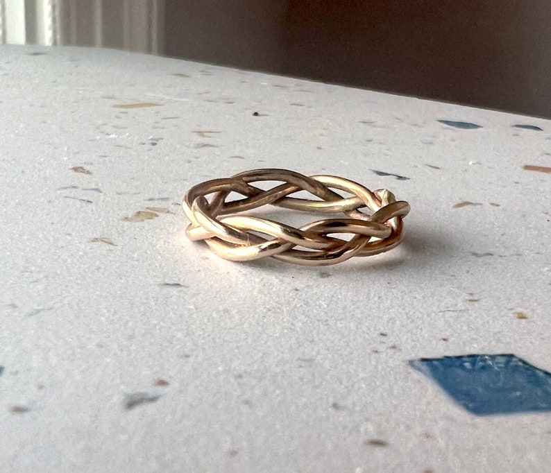 Handmade Gold Braided Band 14k Goldfill Twisted Rope Tangled Ring Handmade One of a Kind image 1