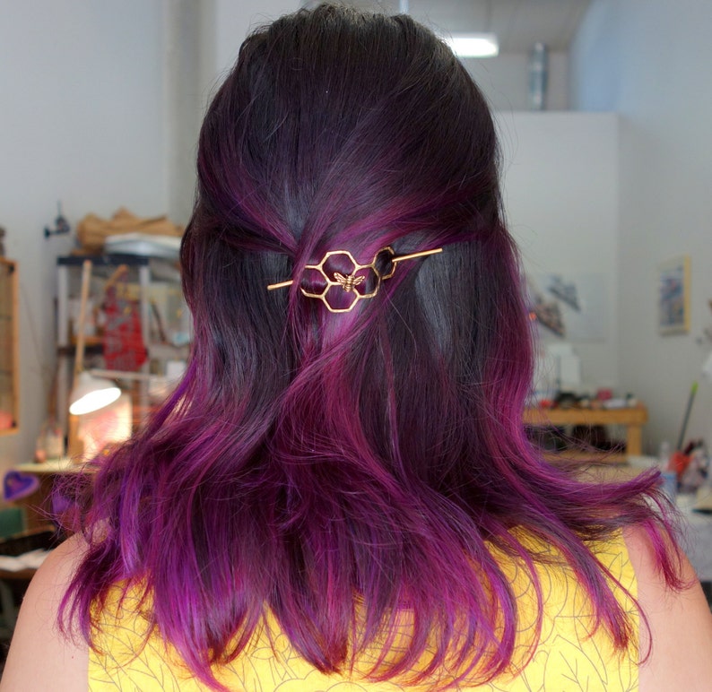 Hair Clip Bun Pin Mini Brass Handmade Hair Bun Slide Etsy