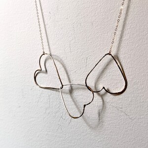 HANDMADE Three Heart Link Necklace Handmade in 14k Goldfilled Wire image 4