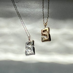 Handmade Graffiti 3D Initial Pendant charm cast from vintage mold in solid gold or sterling silver image 2