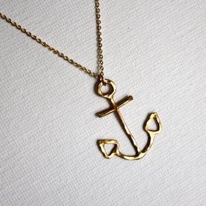 Handmade 14k gold plated Nautical Handmade Anchor Necklace image 1