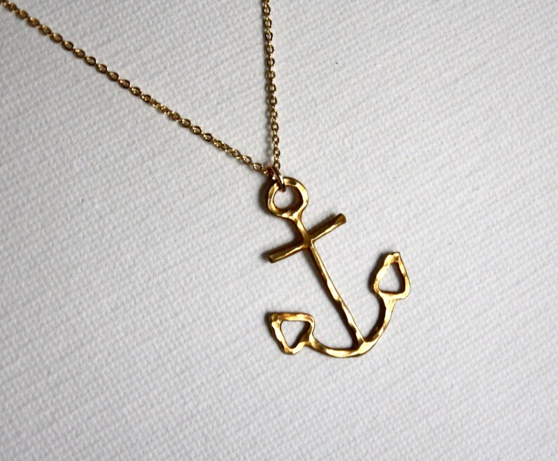 Handmade 14k gold plated Nautical Handmade Anchor Necklace image 1