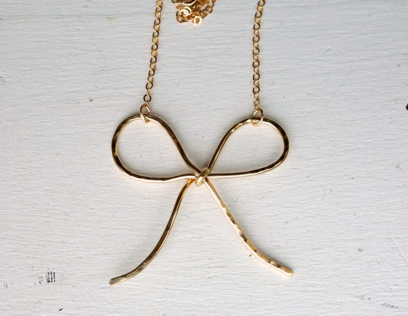 14k Gold Filled Big Bow Necklace Pendant image 4