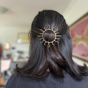 Original Rachel Pfeffer Sunshine Hair Pin in Solid Recycled Brass - Handmade Hair Slide/Hair Clip Barrette Bun pin sunburst sun rays