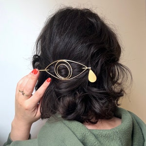 Handmade Evil Eye Handmade Brass Hair Pin with or without tear drop Original Eye Hair Clip Bun Pin Set