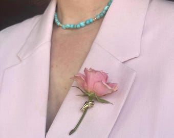 Sterling Silver Hand Lapel Pin Brooch – Holding Flowers Boutonnière