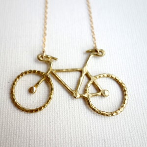 Handmade HANDMADE Original Rachel Pfeffer Brass Bike Necklace on 16 Gold Filled Chain