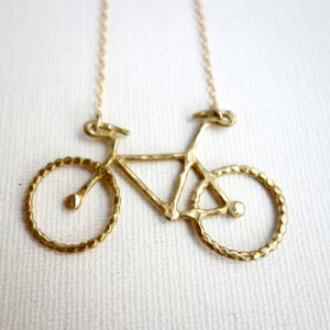 HANDMADE Original Rachel Pfeffer Brass Bike Necklace on 16 Gold Filled Chain