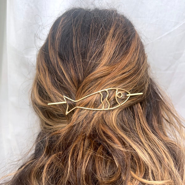 Sardine Hair Slide Hair Pin Brass Fish Hair Clip