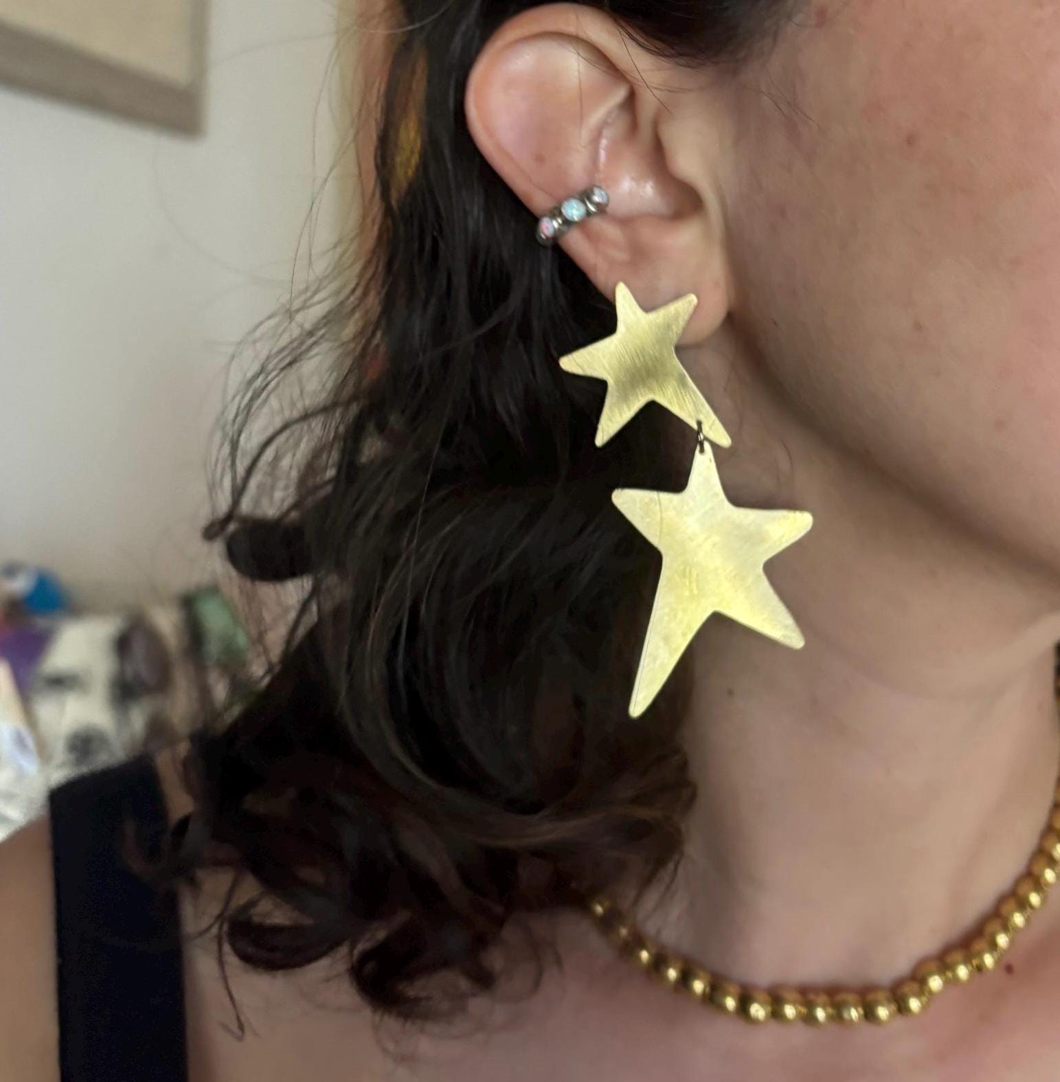 Orecchini Pendenti A Lampadario Fatti A Mano – Placcati Oro 14k – Leggeri A Forma Di Foglia