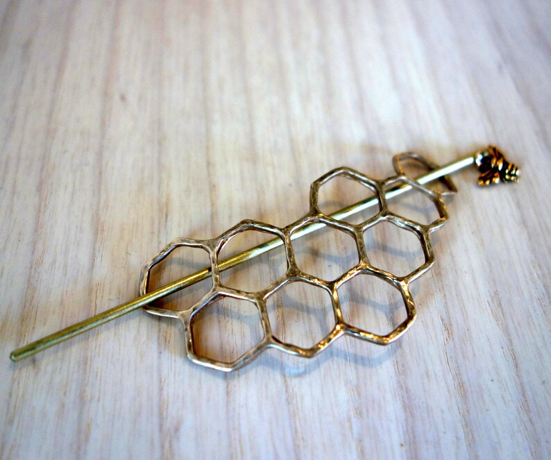 Large Brass Handmade Hair Bun Slide Pin With Etsy