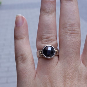 Faceted Hematite in Sterling Silver with 14k Asymmetric Pebbles image 2