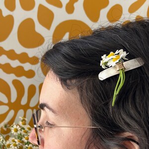 Single Flower Holder Barrette Hair Clip in 14k goldfill and sterling silver image 3