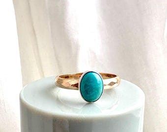Handmade Turquoise Ring in 14k Goldfilled and Sterling Silver