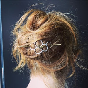 L'ORIGINAL barrette nid d'abeille en argent massif petite épingle à chignon en nid d'abeille épingle à cheveux accessoire pour cheveux bijoux cheveux de mariée demi-torsion