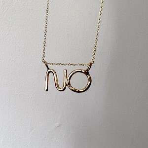 Ugh or NO Necklace Handmade Word Pendant Chain Slider In Brass or Sterling Silver or GF image 2