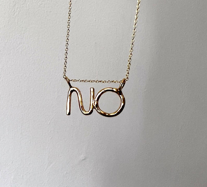 Ugh or NO Necklace Handmade Word Pendant Chain Slider In Brass or Sterling Silver or GF image 2